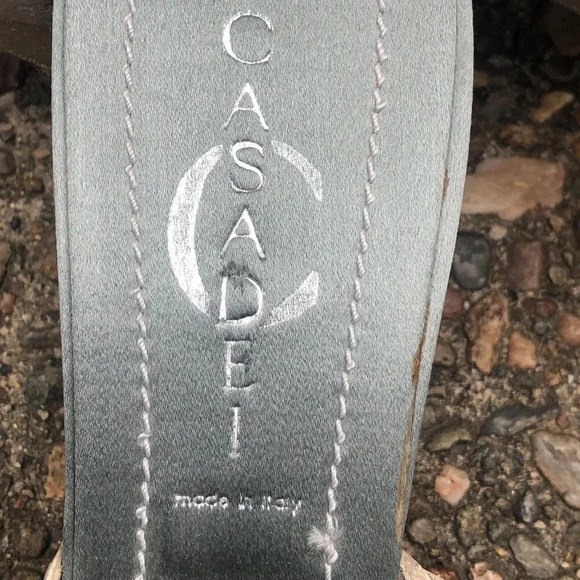 Casadei Sage Green Woven Leather Toe Bow Tie Slide Sandals NEW - Picture 3 of 9